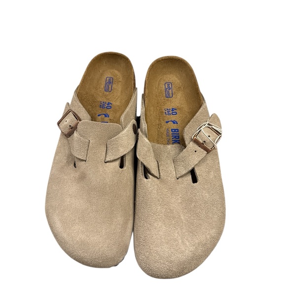 Birkenstock Boston Taupe Suede Clogs NIB - Picture 3 of 3